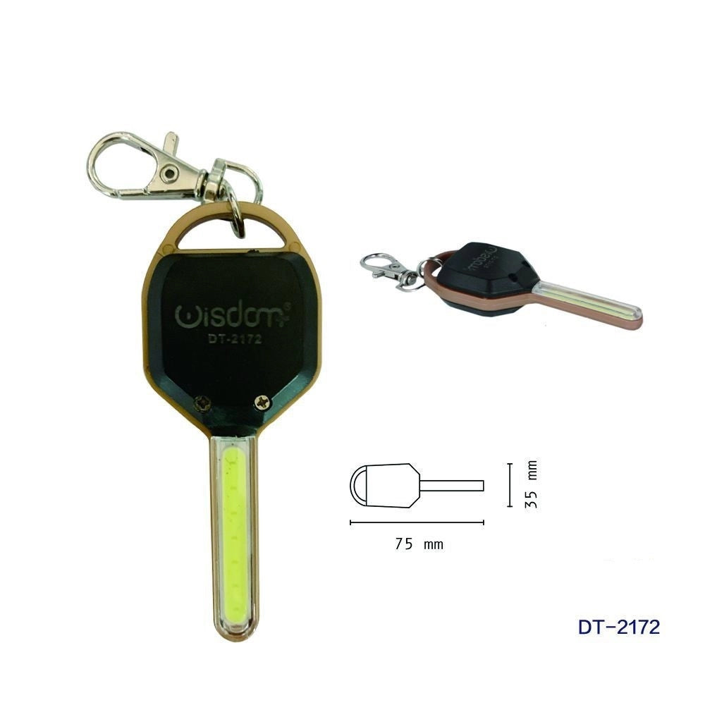 Trade Shop - Set 2 Pezzi Mini Torcia Portachiavi Led Cob A Forma Di Chiave Portatile Dt-2172 -