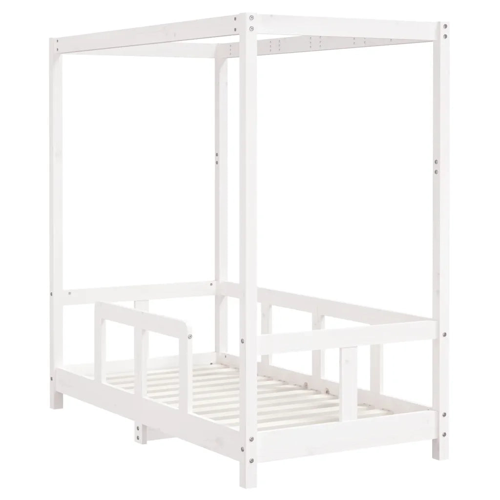 Giroletto per Bambini Bianco 70x140cm in Legno Massello di Pino 834511