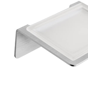 Porta sapone in acciaio e vetro satinato serie skyline - fissaggio biadesivo o incollo