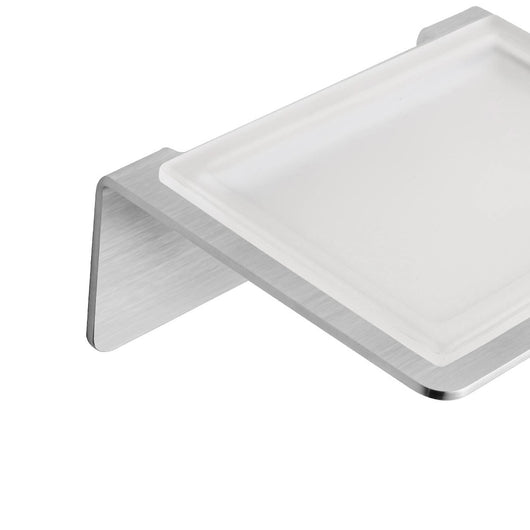 Porta sapone in acciaio e vetro satinato serie skyline - fissaggio biadesivo o incollo