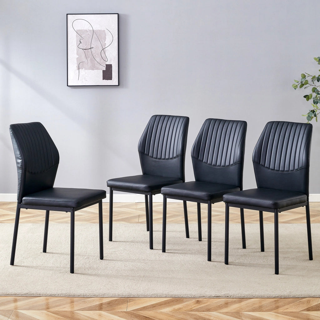 SEDIA da pranzo Set da 4 pezzi 93 cm Nero PU e metallo