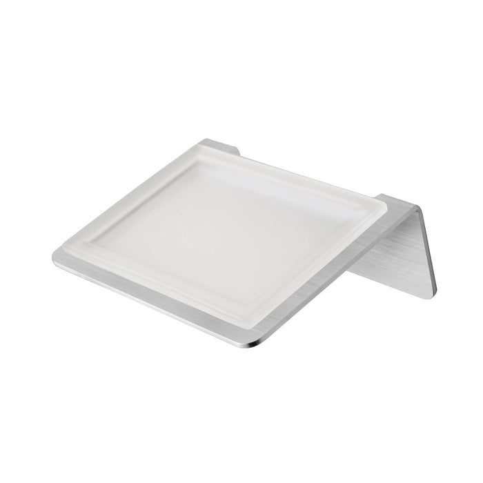 Porta sapone in acciaio e vetro satinato serie skyline - fissaggio biadesivo o incollo