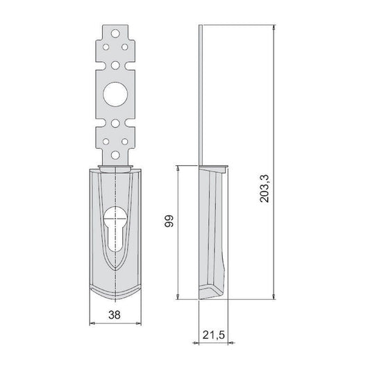 Cisa 07176620 Placca Esterna Interasse Maniglia 85