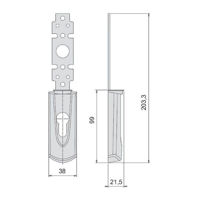 Cisa 07176620 Placca Esterna Interasse Maniglia 85