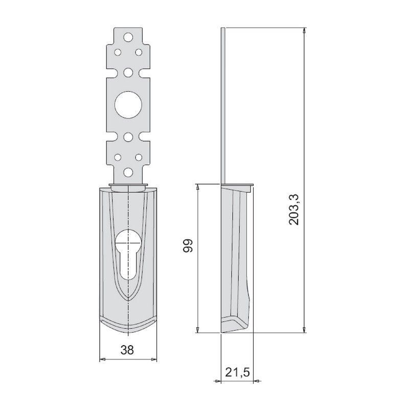 Cisa 07176620 Placca Esterna Interasse Maniglia 85