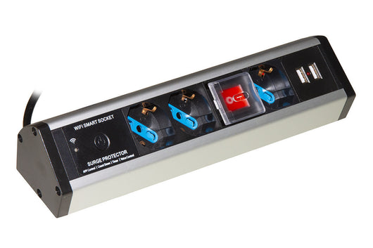 Link Multipresa Wireless 3 Porte Ita-Schuko e 2 Porte Usb Alloggiamento Alluminio Cavo 1.8mt con Spina 16A Tripolare Italiana con Interruttore