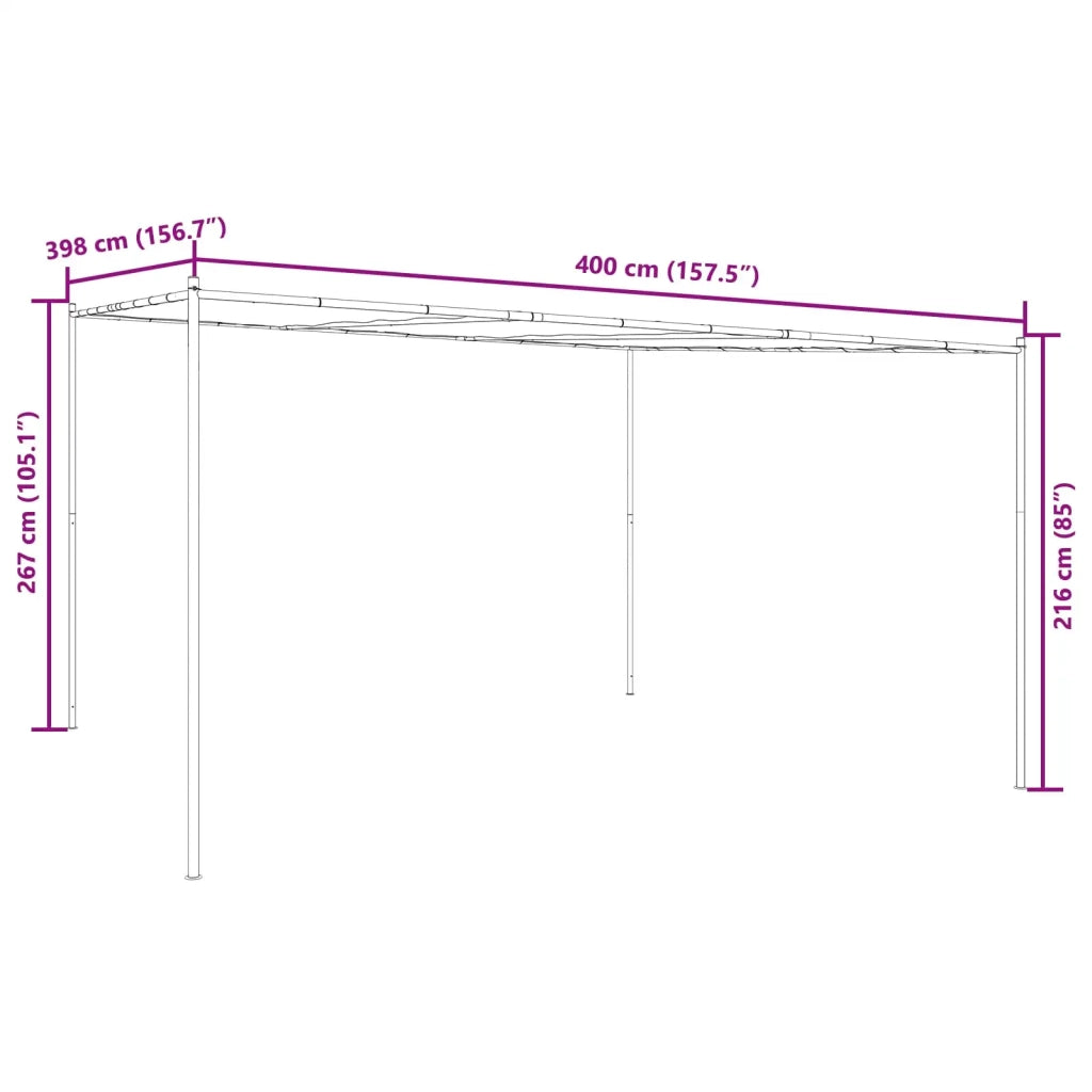 Gazebo 4 x 3,98 x 2,67 m Verde Poliestere e Acciaio 42030533