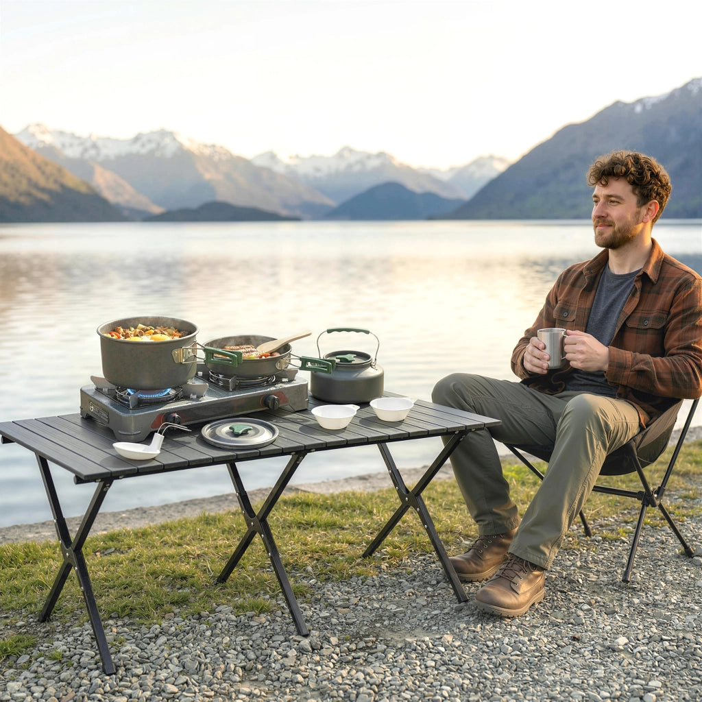 Kit de Casseroles Camping 11 Pcs Cuisine de Camping Compact Gris