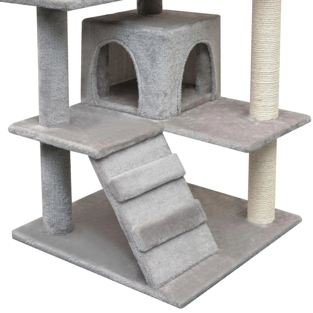 Tiragraffi albero per gatti cuccia per gatti giocattolo peluche sisal 125 cm grigio 3702272