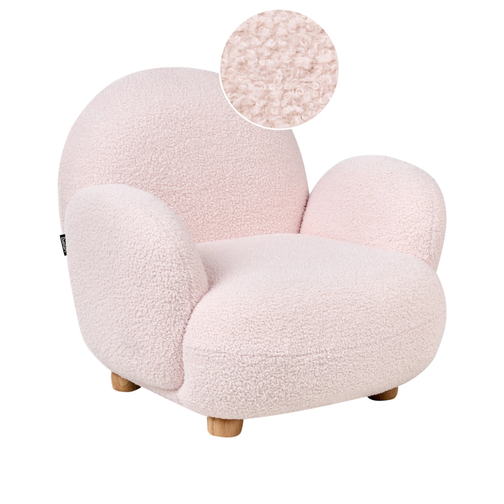 Poltrona per bambini con gambe in legno Rosa pastello cemeretta