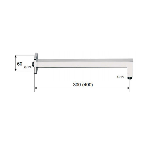 Braccio doccia quadrato 30 cm