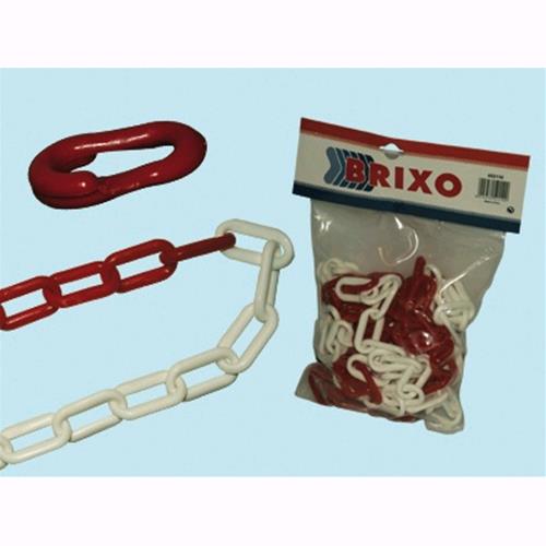 Catena  di segnalazione bianco e rossa in plastica - Catena: Ø mm. 8 - Confezione 25 mt.