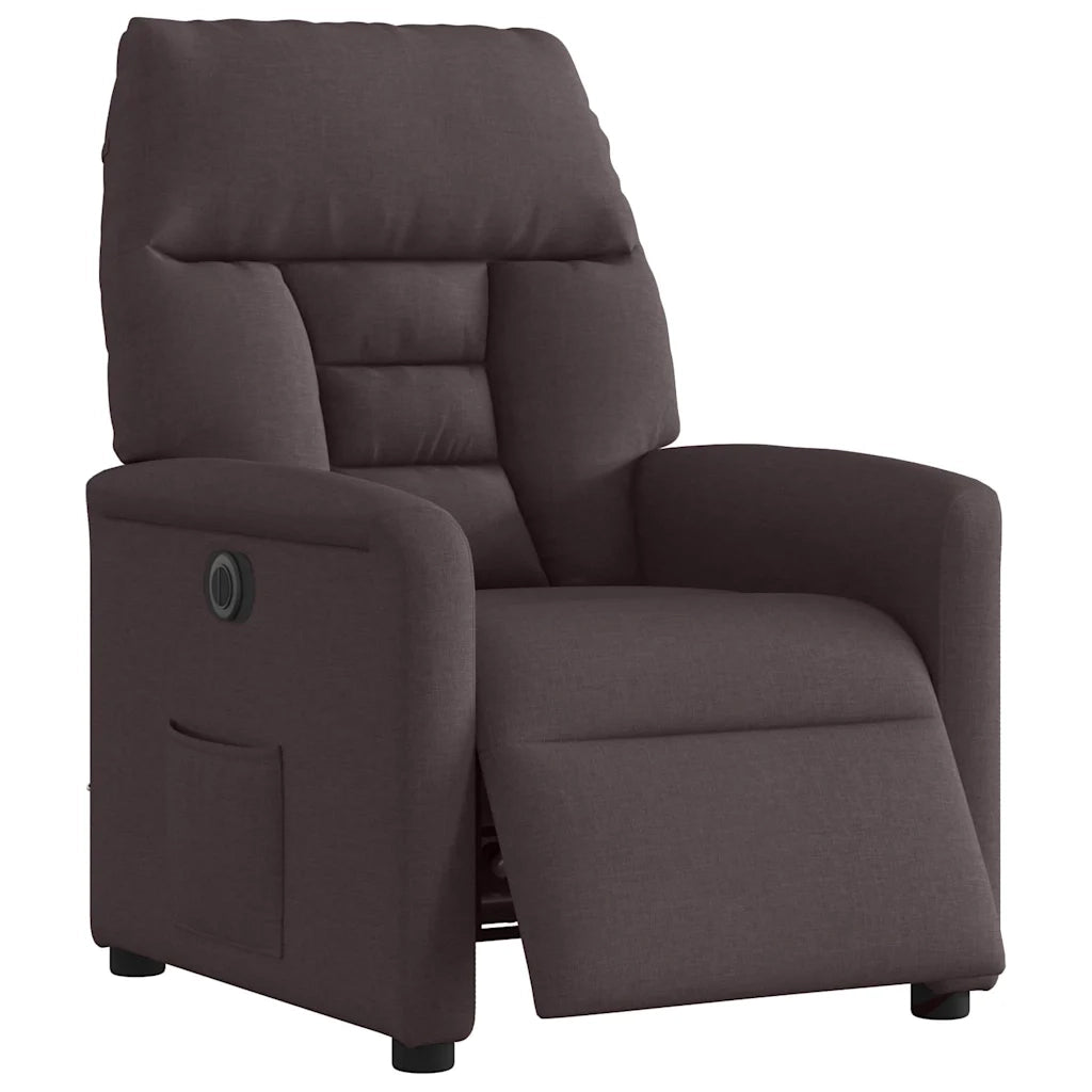 Poltrona Elettrica Reclinabile Marrone Scuro in Tessuto 3303017