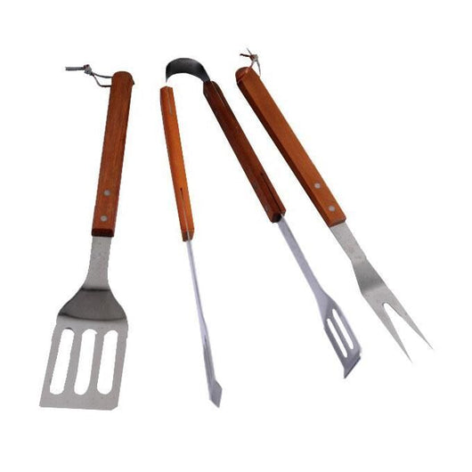 Lapillo Posate Barbecue Pezzi 3 Manico Legno Inox