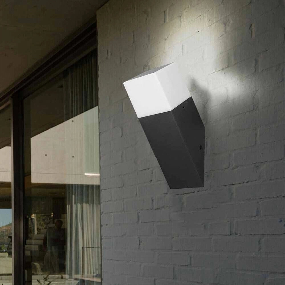 Trade Shop - Applique A Muro Obliquo Esterno Attacco E27 In Alluminio Lampada Parete Ip44 B250 - Nero