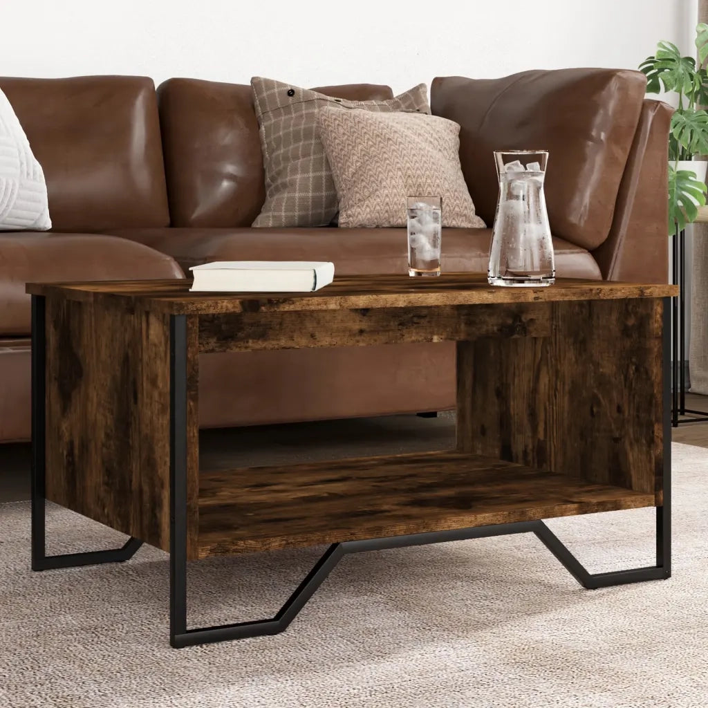 Tavolino da Salotto-Tavolino da soggiorno-Tavolo Rovere Fumo 75x51x40cm in Legno Multistrato