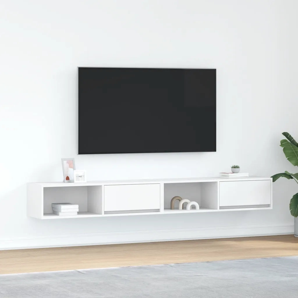 vidaXL Mobili TV a Parete 2pz Bianchi 100x31x25,5 cm Legno Multistrato