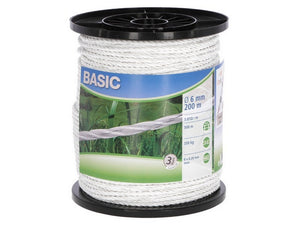corda elettrificata tondo per recinto basic bianco mt. 200 ï mm. 6 fili 6 cod:ferx.vit48084