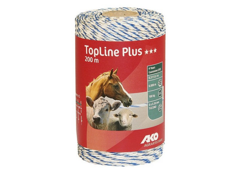 filo elettrificato tondo per recinto topline plus bianco/blu mt. 200 fili 6 cod:ferx.vit48051