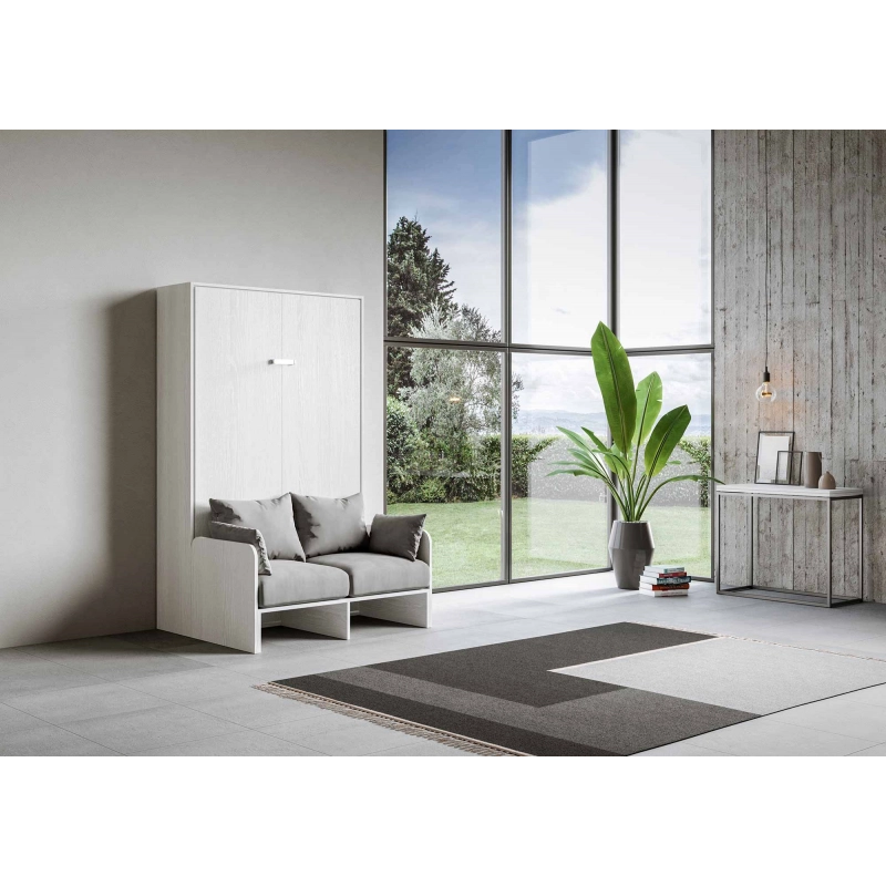 Letto a scomparsa 120 verticale Kentaro Sofà - Bianco Frassino