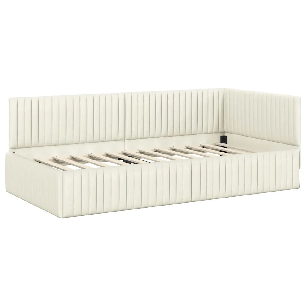 Cornice del letto ad angolo Crema 100 cm x 200 cm Velluto 42016283