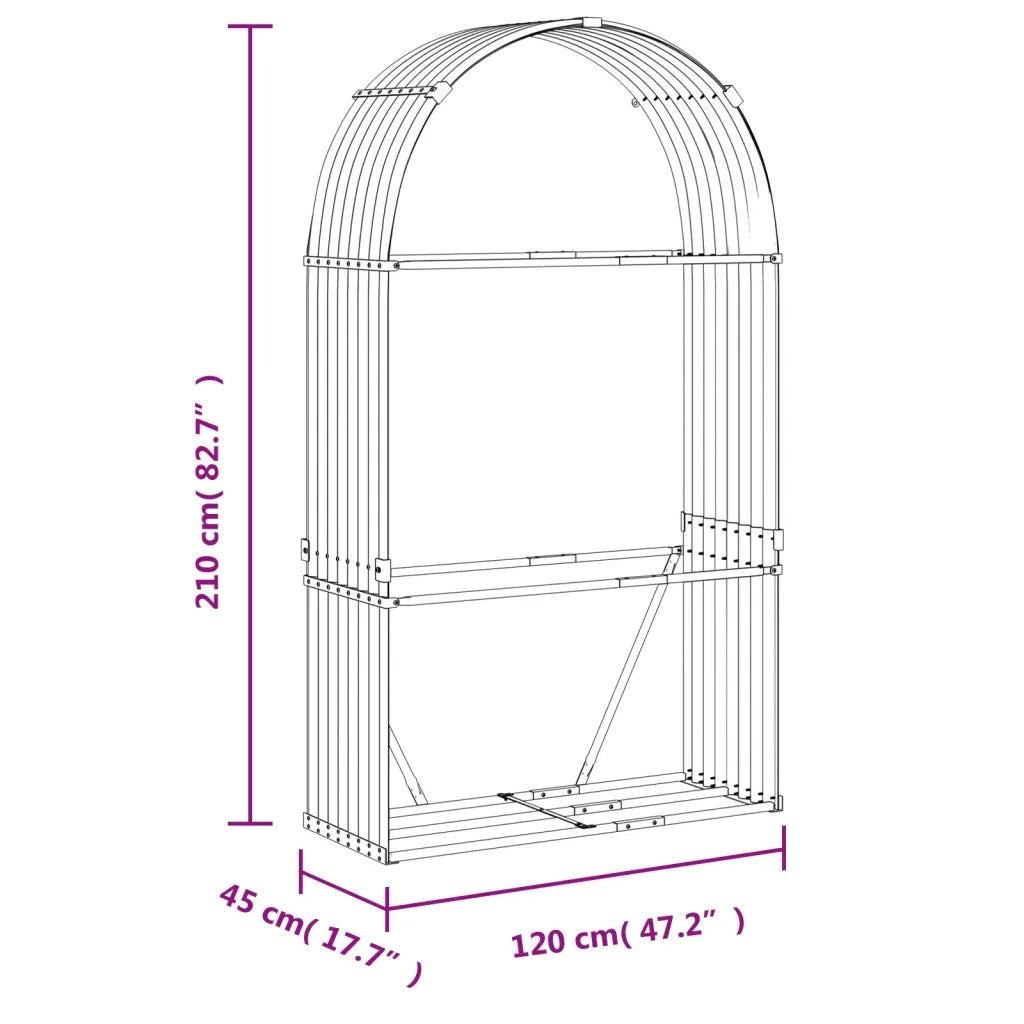 Portaceppi Effetto Legno 120x45x210 cm in Acciaio Zincato 364582