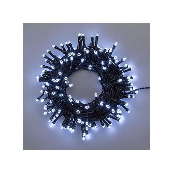 Luci di Natale Catena Lineare 160 Led Bianco 11,5mt Con 8 giochi Luce
