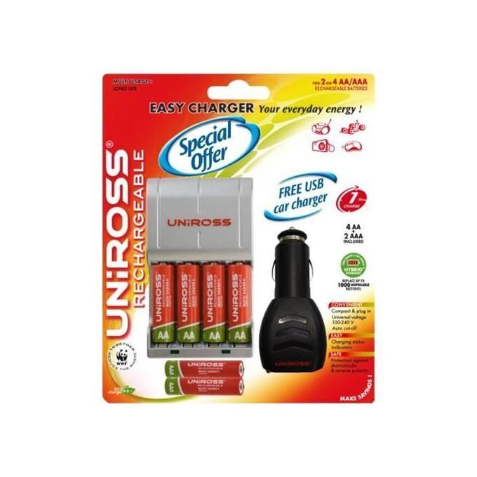 Nikon 830241 Uniross Caricabatteria 4 Stilo 2 Ministilo con Car adapter