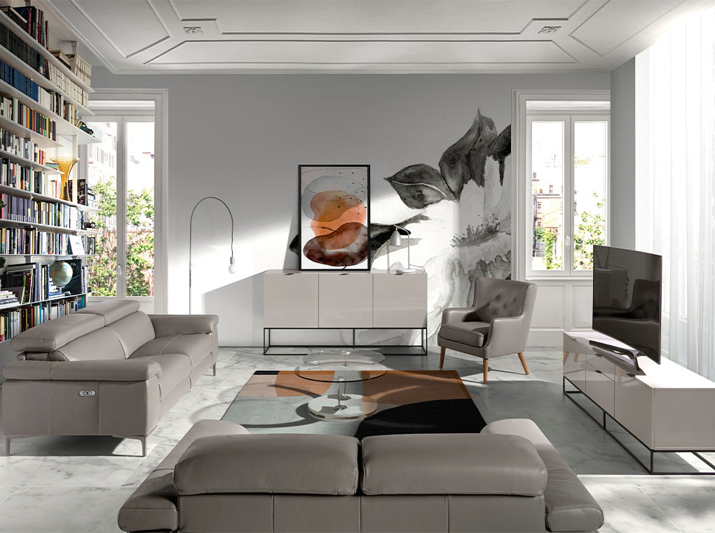 Tavolino girevole in legno bianco e vetro temperato