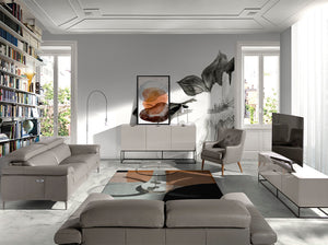 Tavolino girevole in legno bianco e vetro temperato