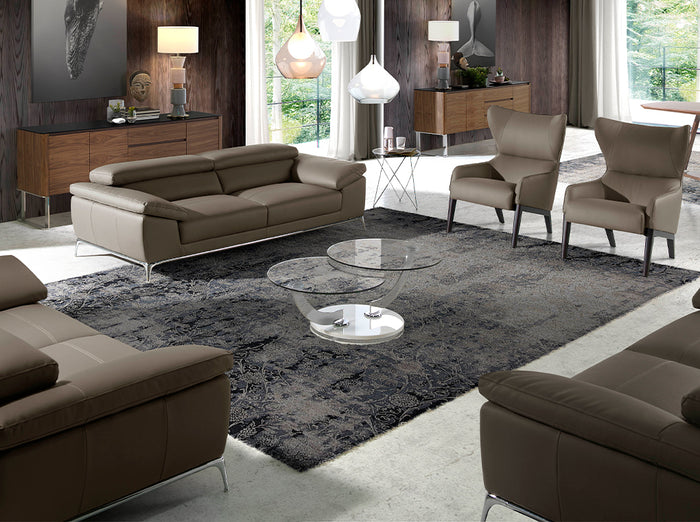 Tavolino girevole in legno bianco e vetro temperato