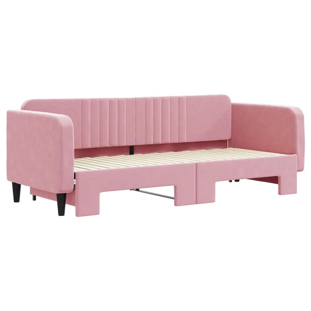 Divano Letto con Letto Estraibile Rosa 80x200 cm in Velluto 3197059