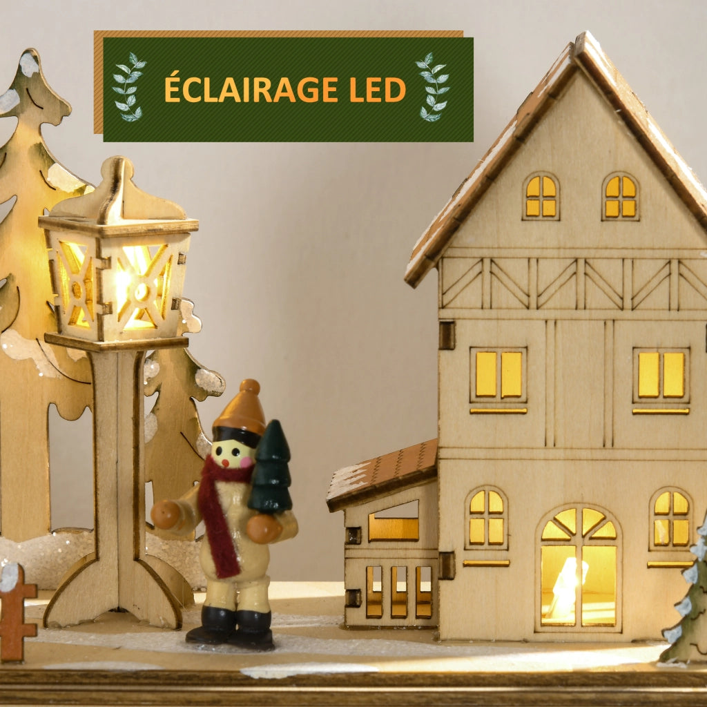 Calendario dell'Avvento LED villaggio innevato 24 cassetti ¨C Xylo ¨C decorazione natalizia beige
