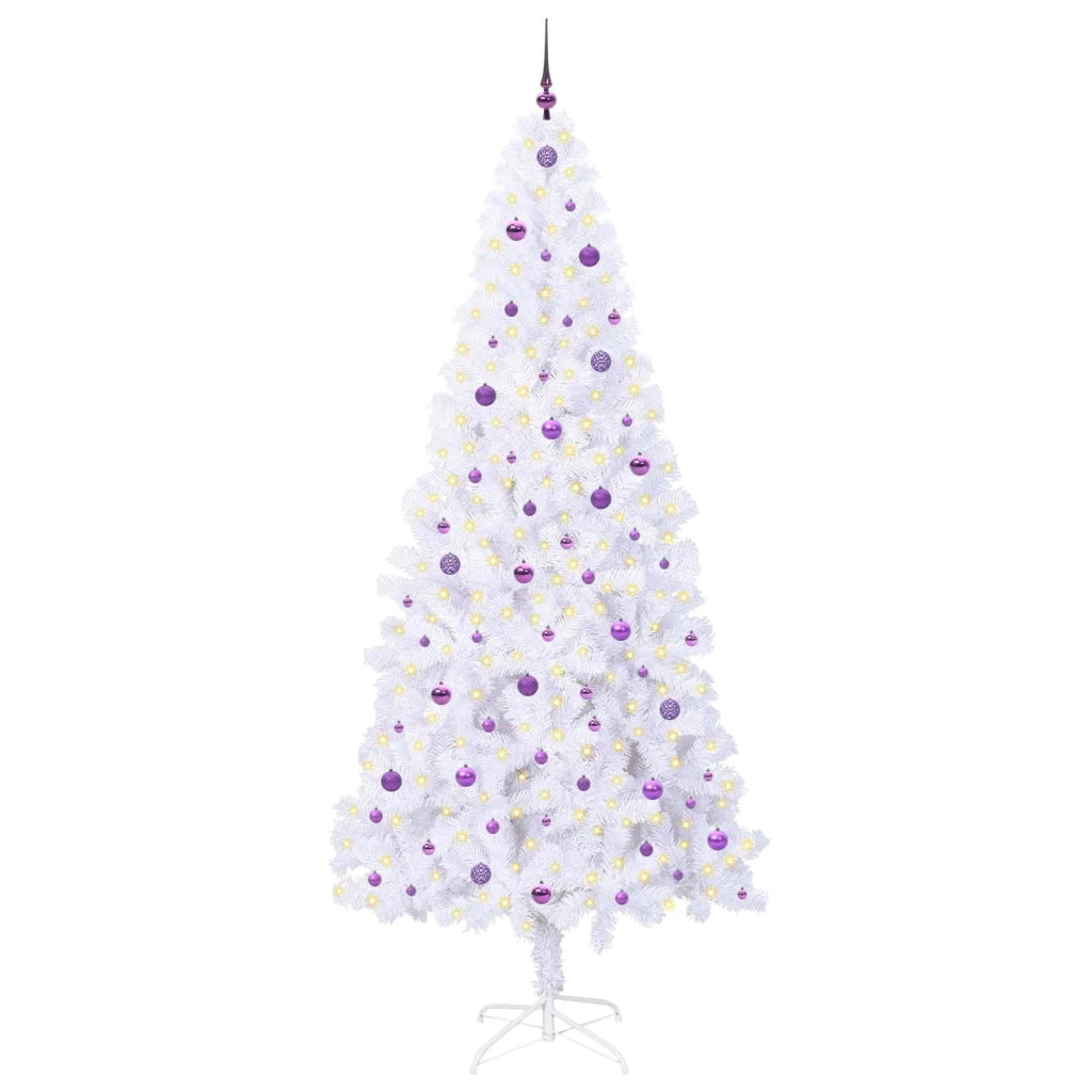Albero di Natale Artificiale-Albero Natalizio Bianco 240 cm PVC e Acciaio 471565