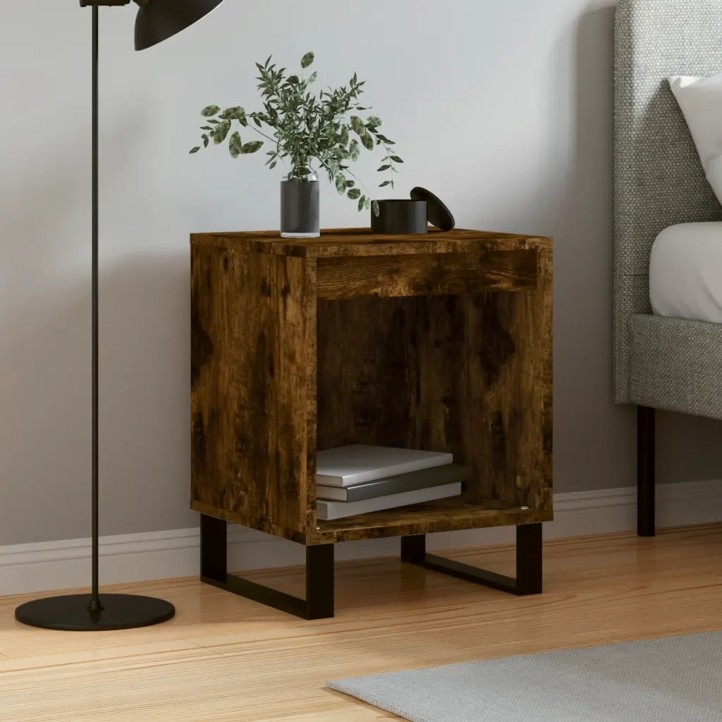 Comodino | Armadio da Notte | Mobiletto da notte Rovere Fumo 40x35x50 cm in Legno Multistrato