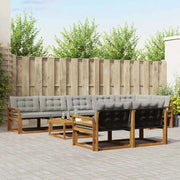 Set di divani da esterno 9 pcs Grigio Naturale e Chiaro