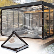 Tenda Pieghevole - Vetrata - per Esterno - 2m x 15m - Occhi 10 mm - Tenda Transparente - Protezione da Pioggia - Impermeabile - Resistente ai Raggi UV - Tenda Aerea - con Anelli di Inserimento
