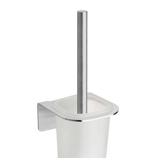 Porta scopino in acciaio e vetro satinato serie skyline - fissaggio biadesivo o incollo