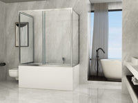 Box Doccia per Vasca a 3 lati in Vetro Trasparente da 6 mm Apertura Scorrevole - Misura: 80 x 120 x 80 x h150 