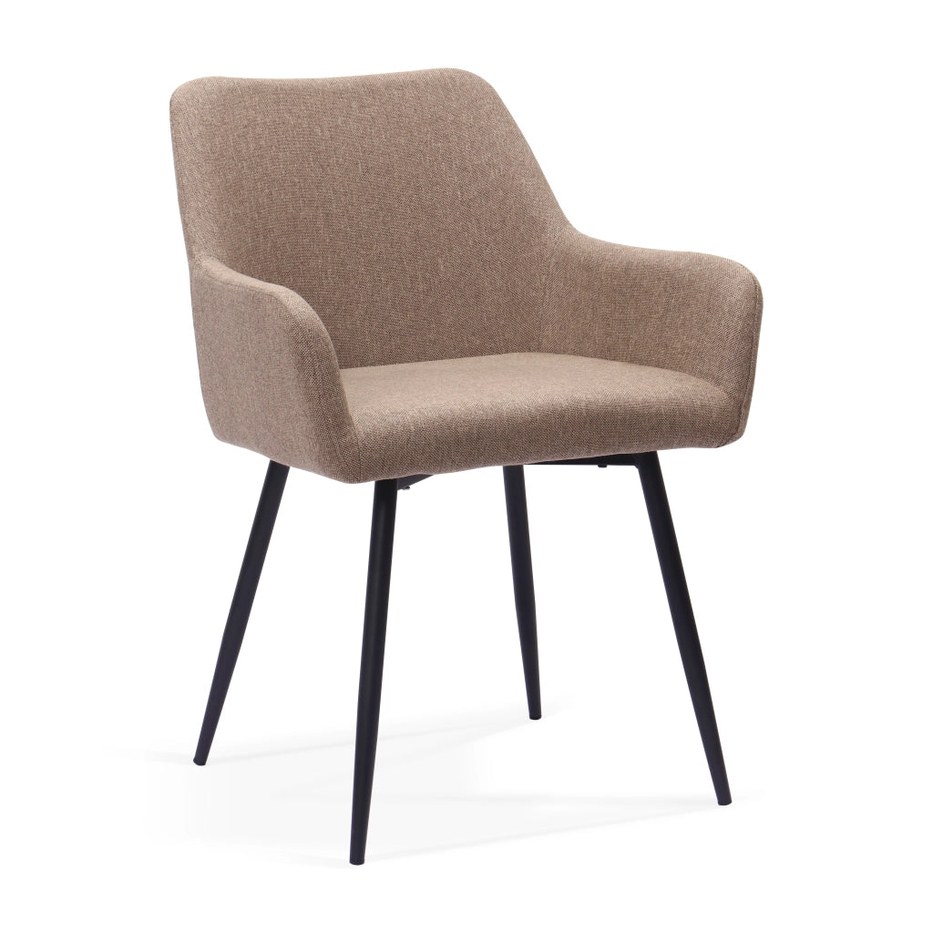 Sedia da Pranzo Set da 2 con Braccioli Alti Seduta Ampia Schienale Ergonomico in Tessuto e Metallo Cachi