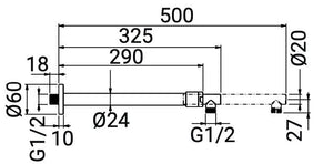 Braccio doccia universale estensibile allungabile 50 cm