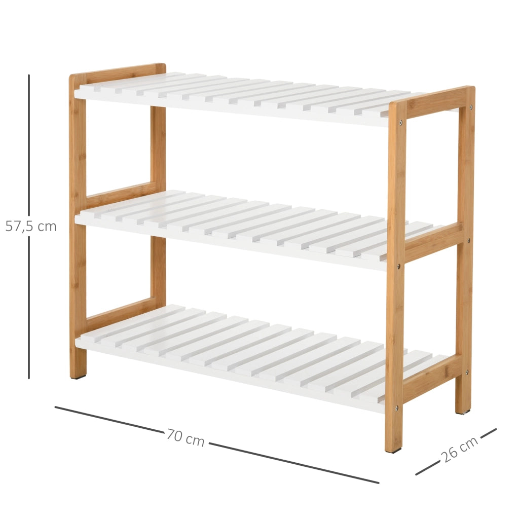 Scarpiera in Legno di Pino con 3 Ripiani ¨C Minimal ¨C Bianco Effetto Legno 70x26x57.5 cm
