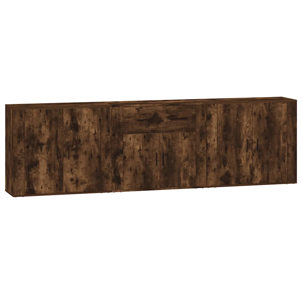 Credenze 3 pz Rovere Fumo in Legno Multistrato 3185420