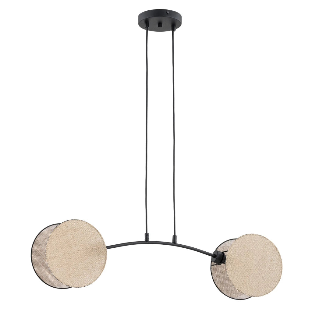 Lampada A Sospensione 2 Luci Moderna Nut In Acciaio Effetto Naturale