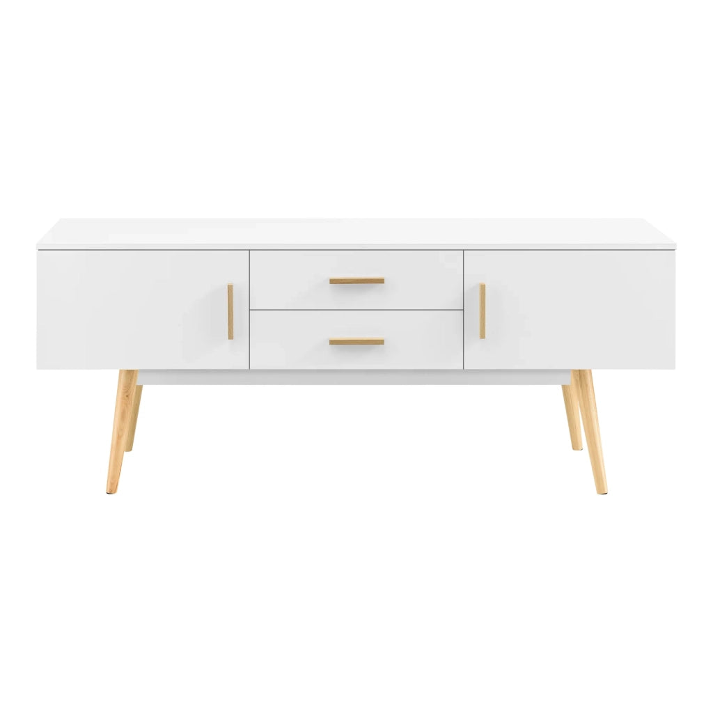 Mobile TV di design porta TV panca gambe in legno 140 cm bianco 03_0005867