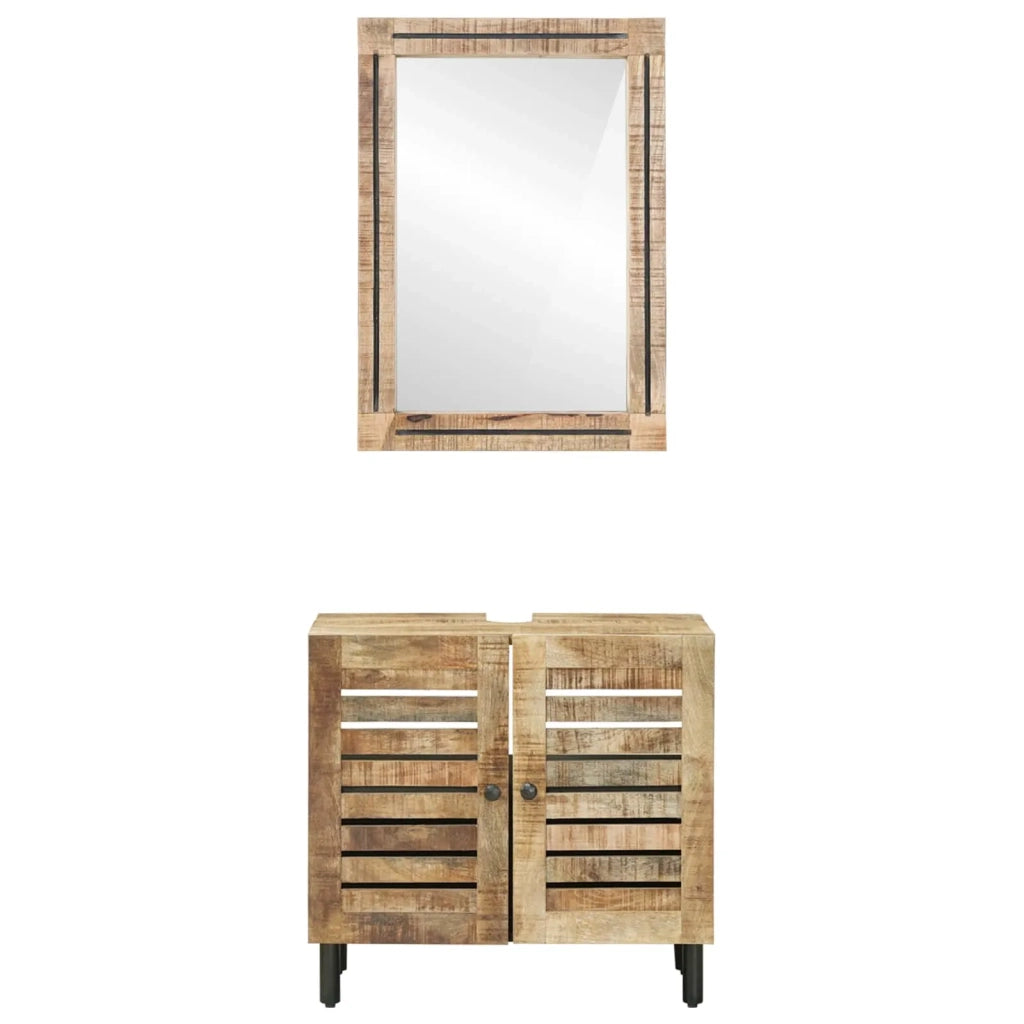 Set di Armadi da Bagno con porta 2 pcs Legno di mango massello 3310165