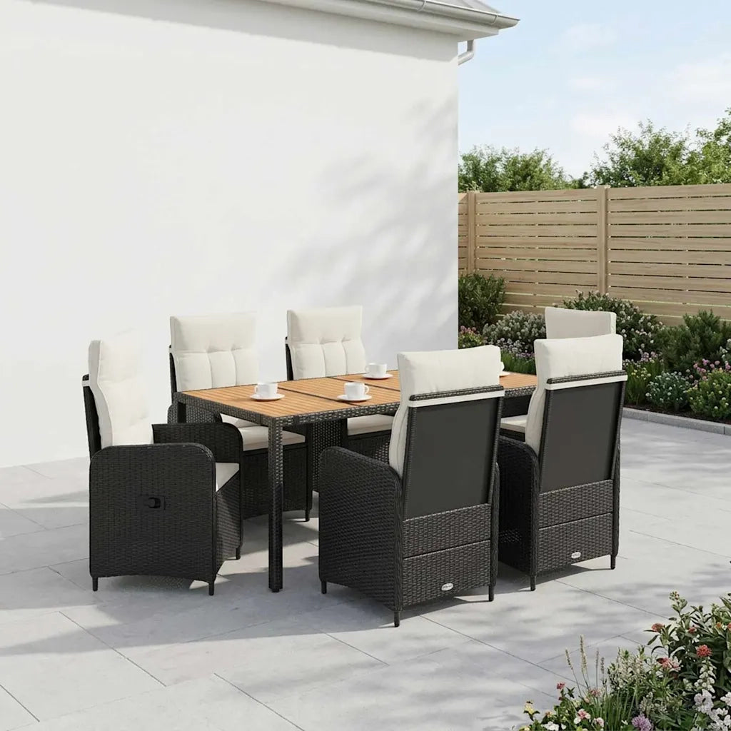 Set da pranzo per esterni 7 pz Nero e Bianco Crema 3422276