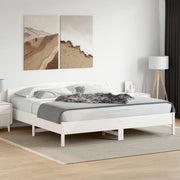 Giroletto con Testiera Bianco 200x200 cm Legno Massello di Pinocod mxl 89963