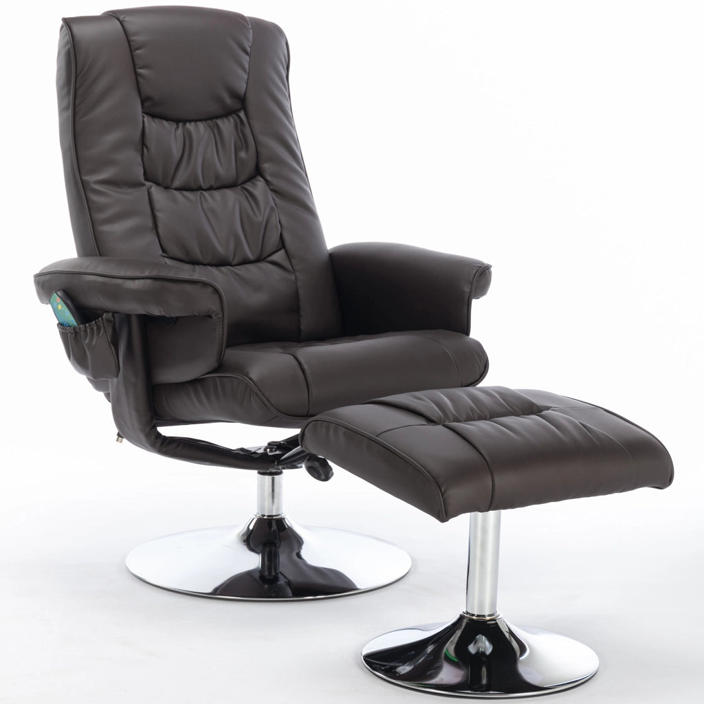 Poltrona Massaggiante con Poggiapiedi ¨C MINIMAL ¨C Similpelle Marrone, Relax Soggiorno