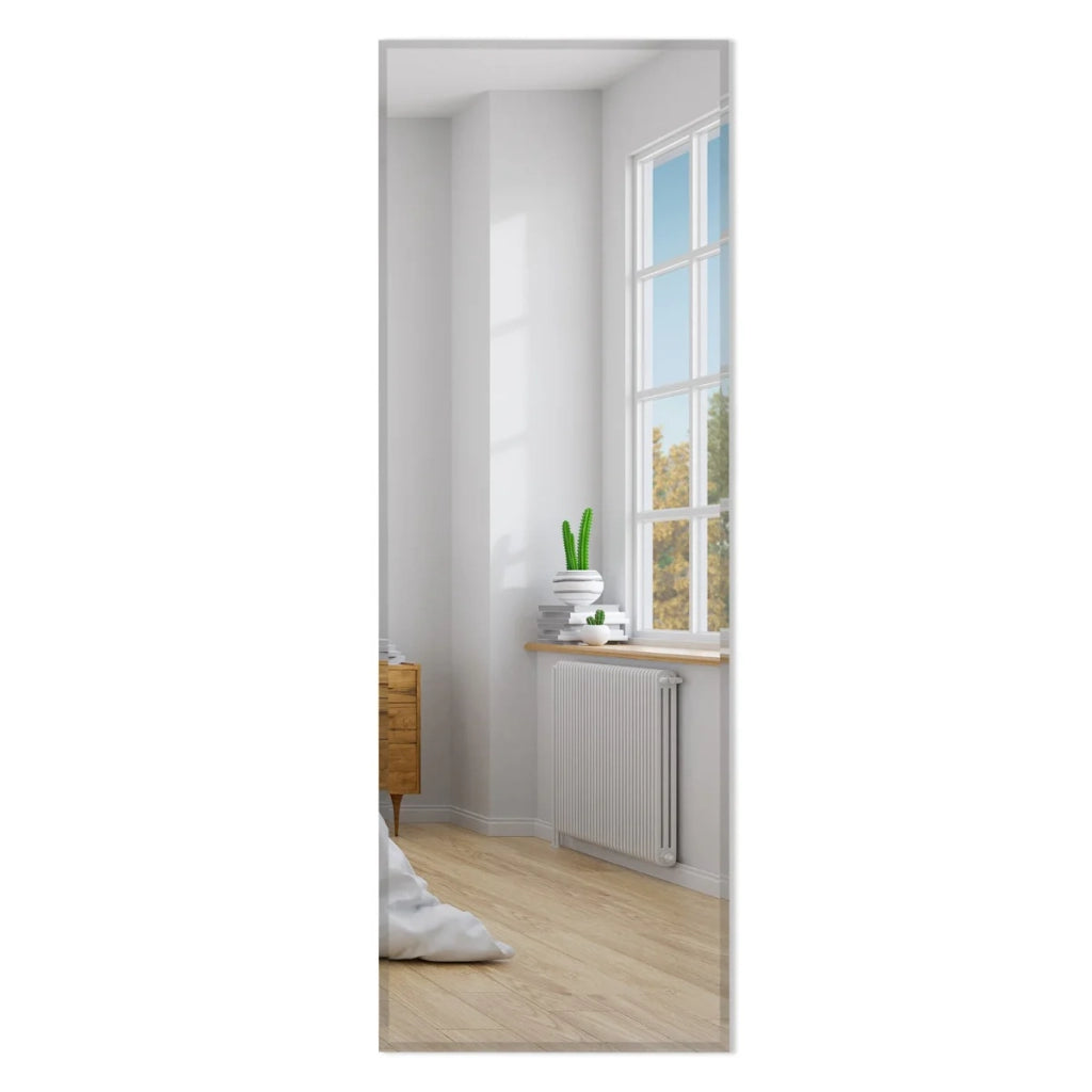 Specchio da parete a figura intera 110 x 38 cm bordi smussati design classico facile da installare vetro argentato 20_0019666